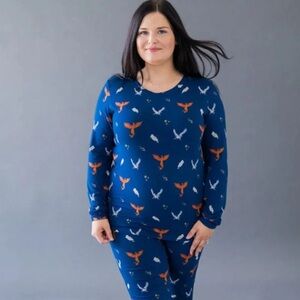 Harry Potter x Kyte Living Lounge Pajama Top Long Sleeve FLIGHT Blue Sz XXL